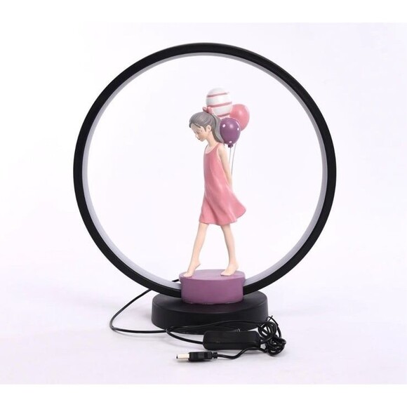 NIB  Ayra Luxury Baloon Girl Sculpture Decoration Resin Lamp Pink  Iron base - Picture 1 of 12